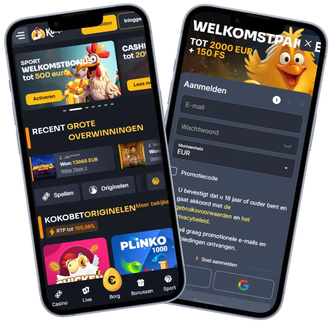 kokobet casino mockup mobile